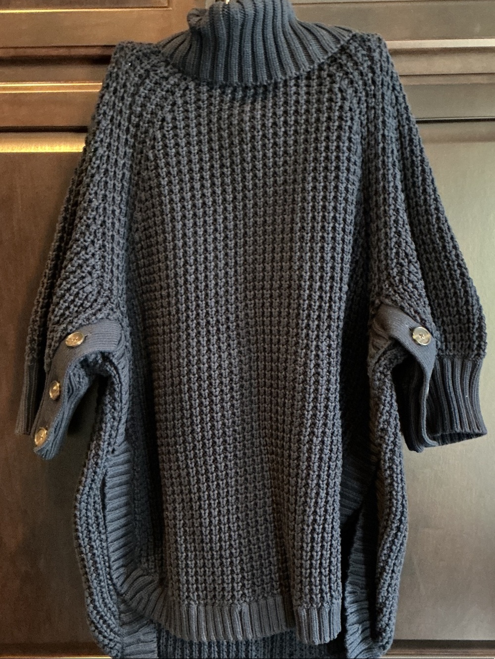 J. Crew Navy Chunky Turtleneck Sweater Poncho navy color